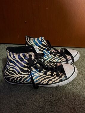 Converse Kids High-Top Zebra Stripe Sneakers in Black, Blue, Pink